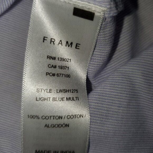 Frame Boho Ruffle Pleated Sleeveless Pinstripe Top Blue/White Sz M Retail $255 - Picture 14 of 14